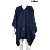 Plain Poncho Shawl Front Buttons Pockets (SHF310)  wholesale