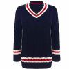 V-NECK CABLE KNITTED STRETCH LONG SLEEVE SWEATER CRICKET TOP wholesale
