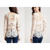 Women Sheer Sleeves Embroidery Floral Lace Crochet Blouse wholesale