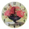 MDF Red Flowers In Blue Vase Vintage Style Wall Clock 28cm wholesale