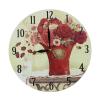 MDF Red Flowers In Red Vase Vintage Style Wall Clock 28cm wholesale