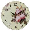 MDF Pale Blush Pink Peony Vintage Style Wall Clock 28cm wholesale