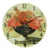 MDF Red Flowers In Blue Vase Vintage Style Wall Clock 34cm wholesale