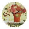 MDF Red Flowers In Red Vase Vintage Style Wall Clock 34 Cm wholesale