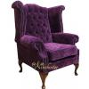 Chesterfield Fabric Newby High Back Wing Chair Amethyst Purp