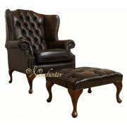 Wholesale Chesterfield Offer Mallory High Back Wing Chair Footstool