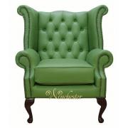 Wholesale Chesterfield Queen Anne High Back Wing Chair Apple Green