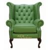 Chesterfield Queen Anne High Back Wing Chair Apple Green