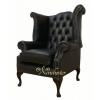 Chesterfield Queen Anne High Back Wing Chair Black wholesale