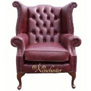 Wholesale Chesterfield Queen Anne High Back Chair Old English Burgandy