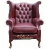 Chesterfield Queen Anne High Back Chair Old English Burgandy