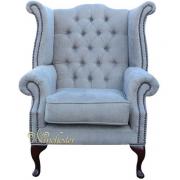Wholesale Chesterfield Queen Anne Chair Perla Illusions Grey Velvet