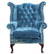 Wholesale Chesterfield Queen Anne Chair Elegance Crushed Teal Velvet
