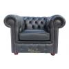 Chesterfield Low Back Club ArmChair Black Leather