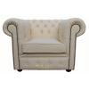 Chesterfield Low Back Club ArmChair Ivory Leather