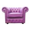 Chesterfield Low Back Club Armchair Wineberry Purple Leather