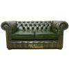 Chesterfield 2 Seater Antique Green Leather Sofa Offer