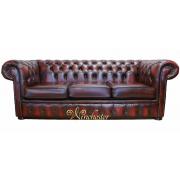 Wholesale Chesterfield 3 Seater Antique Oxblood Leather Sofa Offer