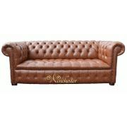 Wholesale Chesterfield 3 Seater Buttoned Seat Teak Faux Leather Sofa 