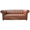 Chesterfield 3 Seater Buttoned Seat Teak Faux Leather Sofa  wholesale