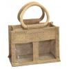 2 Jar Jute Bags With Window, Partition And Cotton Corded Handles wholesale