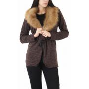 Wholesale Faux Fur Trim Cardigan