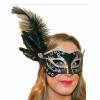 Fangtastic Black & Silver With Feather Masquerade Masks wholesale