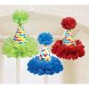 Bright Birthday Cone Hat Fluffy Decoration Pack Of 3 wholesale