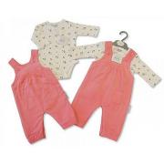 Wholesale Baby Girls 2 Pcs Dungaree - Petal