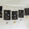 Paper Gold, Silver & Black Stars Lantern Garlands wholesale