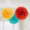 Fiesta Rainbow Fluffy Paper Decorations Pack Of 3 wholesale