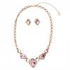 Rose Gold Diamante Pink Necklace Set