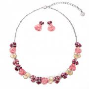 Wholesale Tiny Flowers Pink Necklace Set