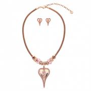 Wholesale Rose Gold Pink Heart Necklace Set
