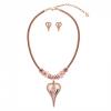 Rose Gold Pink Heart Necklace Set