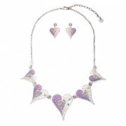 Wholesale Purple Hearts Necklace SEt