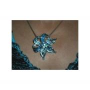 Wholesale Blue Crystal And Rhinestone Flower Brooch