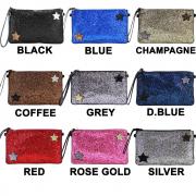 Wholesale Ladies Glitter Star Sparkling Clutch Bag Shoulder Strap