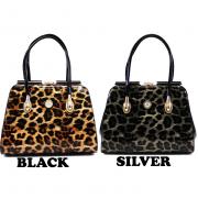 Wholesale Ladies Womens Patent Leopard Clap Handbag
