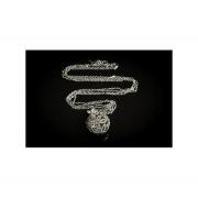 Wholesale Silver Colour Filigree Earth Pendant Long Necklace, Crystal