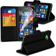 Wholesale Nokia Lumia 530 Carbon Stand Black Wallet Cases X40 Bulk 