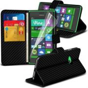 Wholesale Nokia Lumia 735 Carbon Stand Black Wallet Cases X40 Bulk 