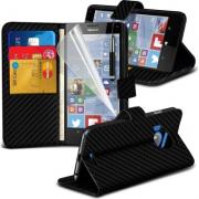 Wholesale Sony Xperia A4 Carbon Stand Black Wallet Cases X40 Bulk Pack