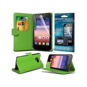 Wholesale Huawei Ascend Y550 Stand Green Wallet Cases X40 Bulk Packed 
