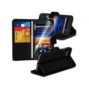 Wholesale Vodafone Smart 4 Mini Carbon Stand Black Wallet Cases X40 Bu