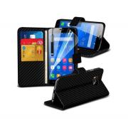 Wholesale Huawei Honor Holly Carbon Stand Black Wallet Cases X40 Bulk 