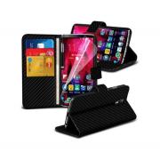 Wholesale OnePlus 2 Carbon Stand Black Wallet Cases X40 Bulk Packed Pa