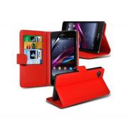 Wholesale Sony Xperia Z1 Mini Stand Red Wallet Cases X40 Bulk Packed P