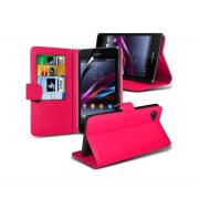 Wholesale Sony Xperia Z1 Mini Stand Hot Pink Wallet Cases X40 Bulk Pac