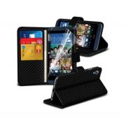 Wholesale HTC Desire 626 Carbon Stand Black Wallet Cases X40 Bulk Pack